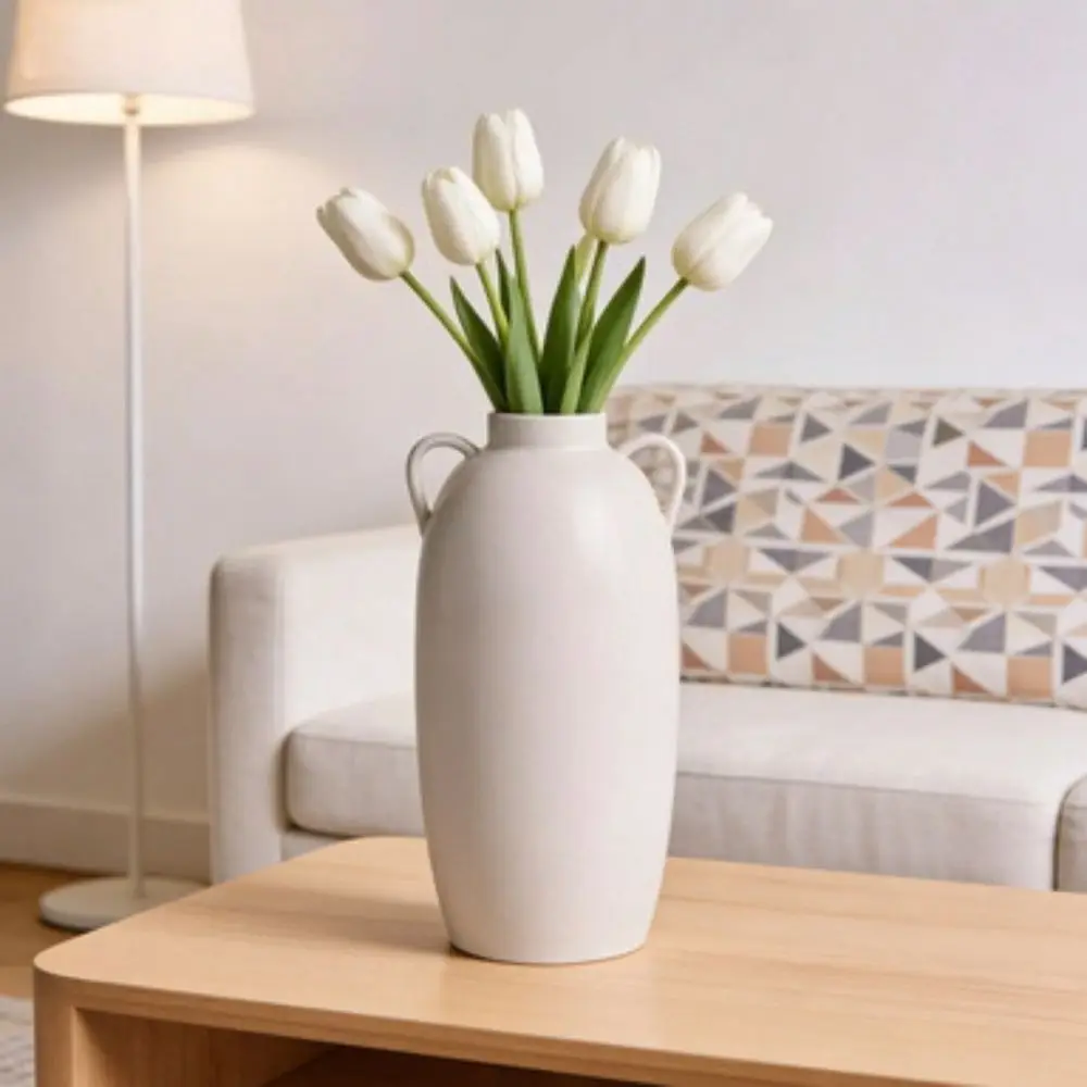 Cream Vase With Handles, 15 Inch Tall
Cream Vase With Handles, 15 Inch Tall