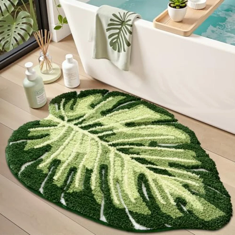 Cute Bathroom Rugs with Green Leaf Plant, Soft, Fluffy, Plush, Absorbent, Quick Dry, Non Slip, Machine Washable for Shower Floo
Cute Bathroom Rugs with Green Leaf Plant, Soft, Fluffy, Plush, Absorbent, Quick Dry, Non Slip, Machine Washable for Shower Floo