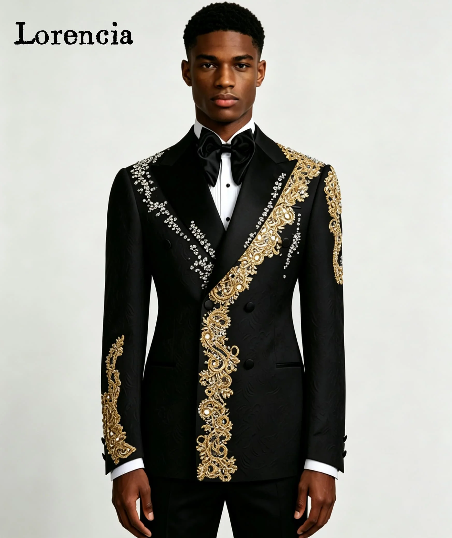 Rhinestone Men's Suit 2 Pieces Tuxedo Jacket With Gold Embroidery Crystals Formal Groom Suit Customized alo costumes hommes
Rhinestone Men's Suit 2 Pieces Tuxedo Jacket With Gold Embroidery Crystals Formal Groom Suit Customized alo costumes hommes