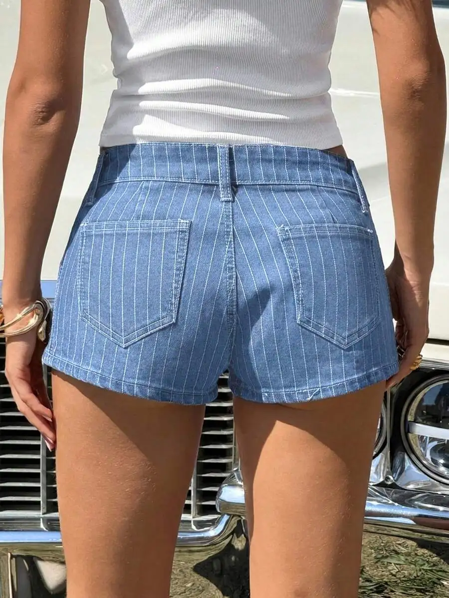 Womens Striped Denim Pocket Casual Shorts
Womens Striped Denim Pocket Casual Shorts