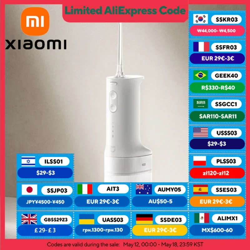 XIAOMI MIJIA Electric Oral Irrigator 2,IPX7 Waterproof Rating,200ML Water Tank,3 Frequency Conversion Modes,Water Flosser Dental
XIAOMI MIJIA Electric Oral Irrigator 2,IPX7 Waterproof Rating,200ML Water Tank,3 Frequency Conversion Modes,Water Flosser Dental