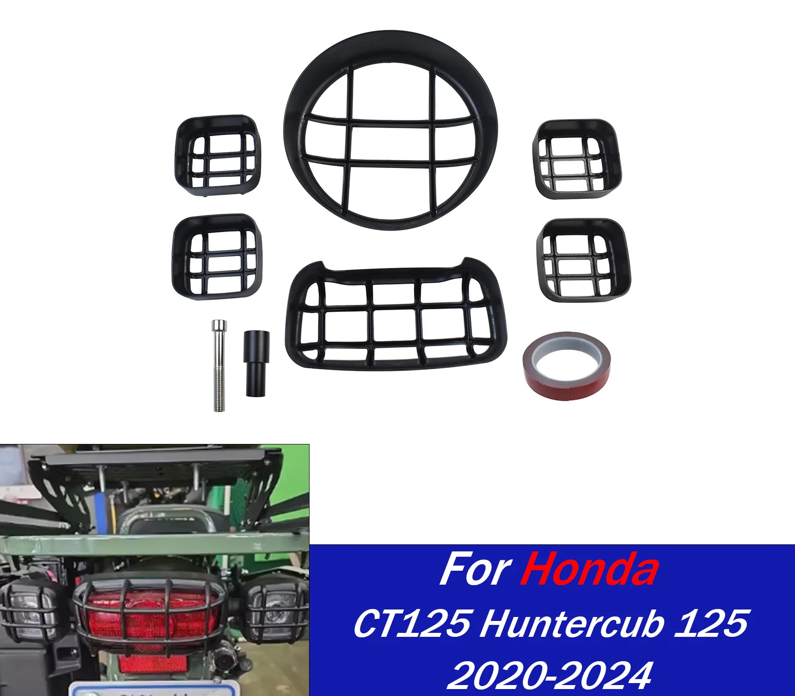 For Honda CT125 Trail Hunter Cub 2020-2025: Headlight/Taillight Guards, Turn Signal & Tail Light Cover Protectors
For Honda CT125 Trail Hunter Cub 2020-2025: Headlight/Taillight Guards, Turn Signal & Tail Light Cover Protectors