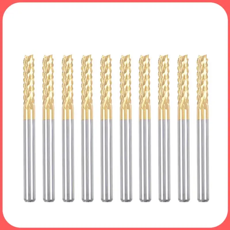 A76I-10PCS Титановое покрытие, твердосплавная концевая фреза, гравировальная фреза, фрезы с ЧПУ для печатной платы, хвостовик 1/8 дюйма 
A76I-10PCS Титановое покрытие, твердосплавная концевая фреза, гравировальная фреза, фрезы с ЧПУ для печатной платы, хвостовик 1/8 дюйма