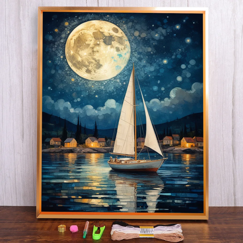 Moon Boat Printed Fabric Cross-Stitch Embroidery Full Kit DMC Threads Handiwork Hobby Painting Handicraft Package Counted Mulina
Moon Boat Printed Fabric Cross-Stitch Embroidery Full Kit DMC Threads Handiwork Hobby Painting Handicraft Package Counted Mulina