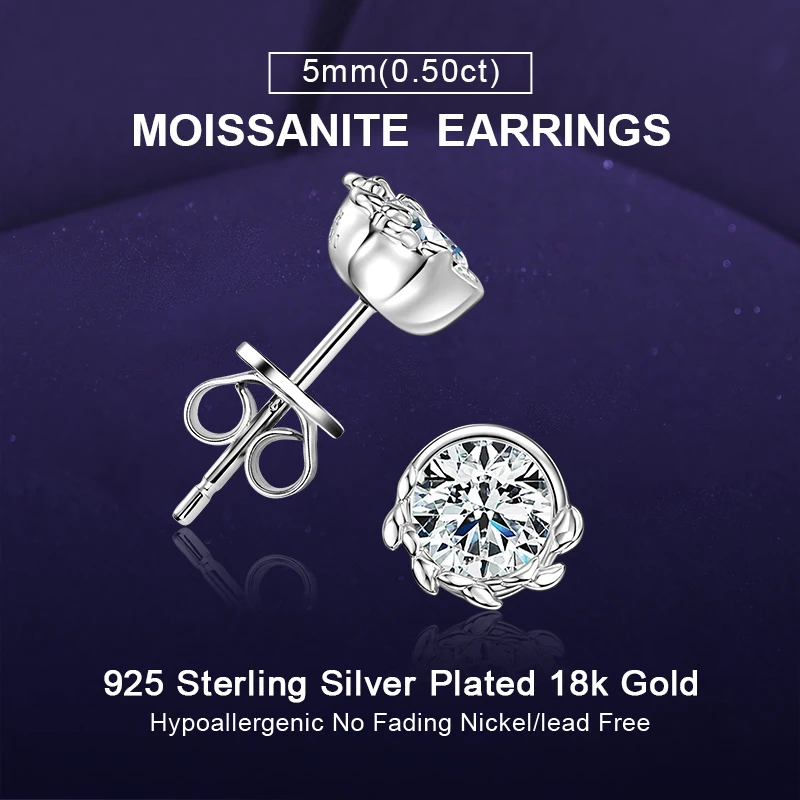 Женские серьги-гвоздики IOGOU Solitaire с бриллиантами 5 мм, 0,5 карата, цвет D, муассанит, оливковый лист, оригинальные аксессуары из стерлингового серебра 925 пробы
Женские серьги-гвоздики IOGOU Solitaire с бриллиантами 5 мм, 0,5 карата, цвет D, муассанит, оливковый лист, оригинальные аксессуары из стерлингового серебра 925 пробы