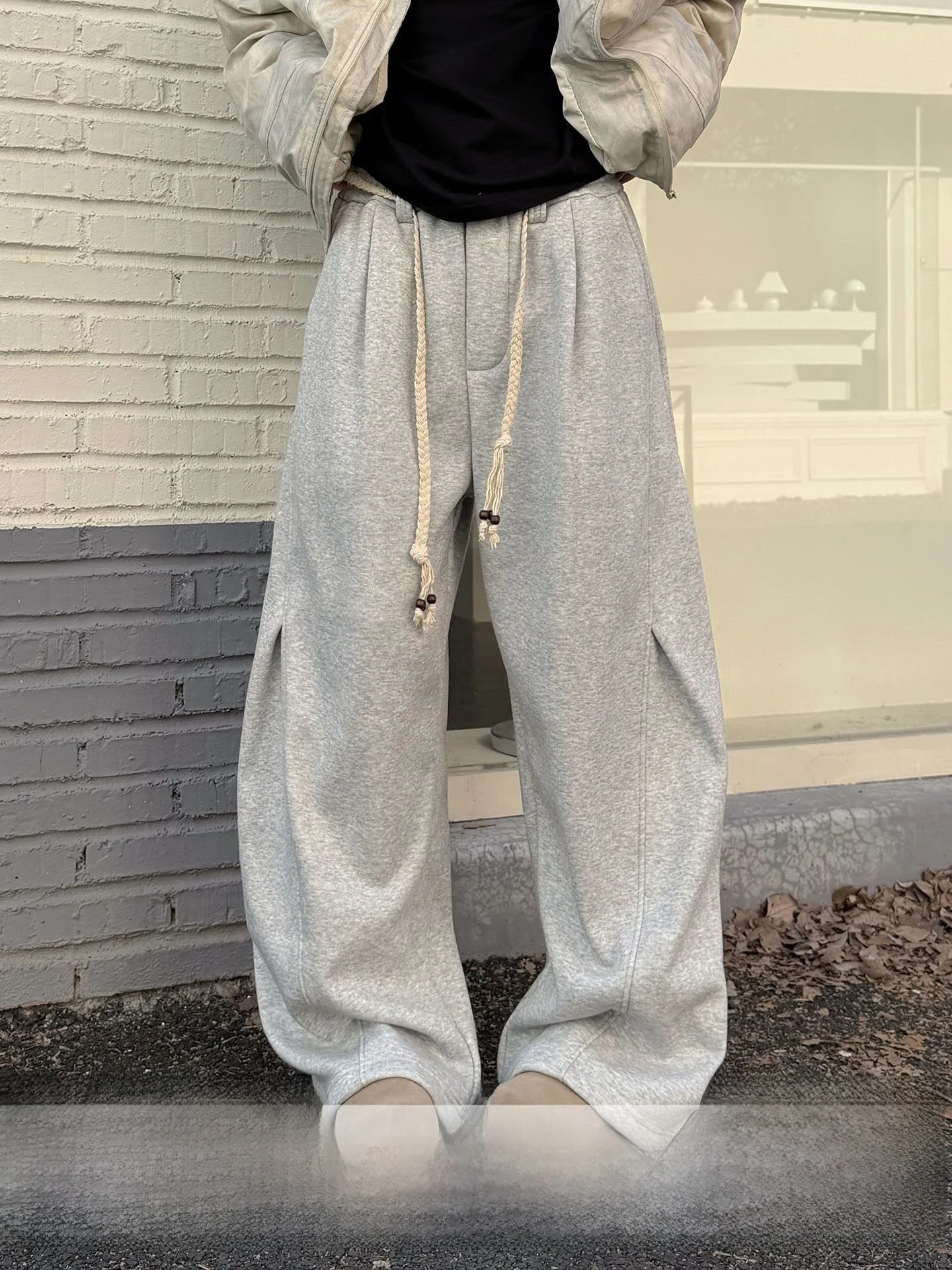 Ja1 Thickened Fleece Grey Drawstring Design Wide Leg Casual Pants Commute Simple Style High Waist Long Pants Cotton Polyester
Ja1 Thickened Fleece Grey Drawstring Design Wide Leg Casual Pants Commute Simple Style High Waist Long Pants Cotton Polyester