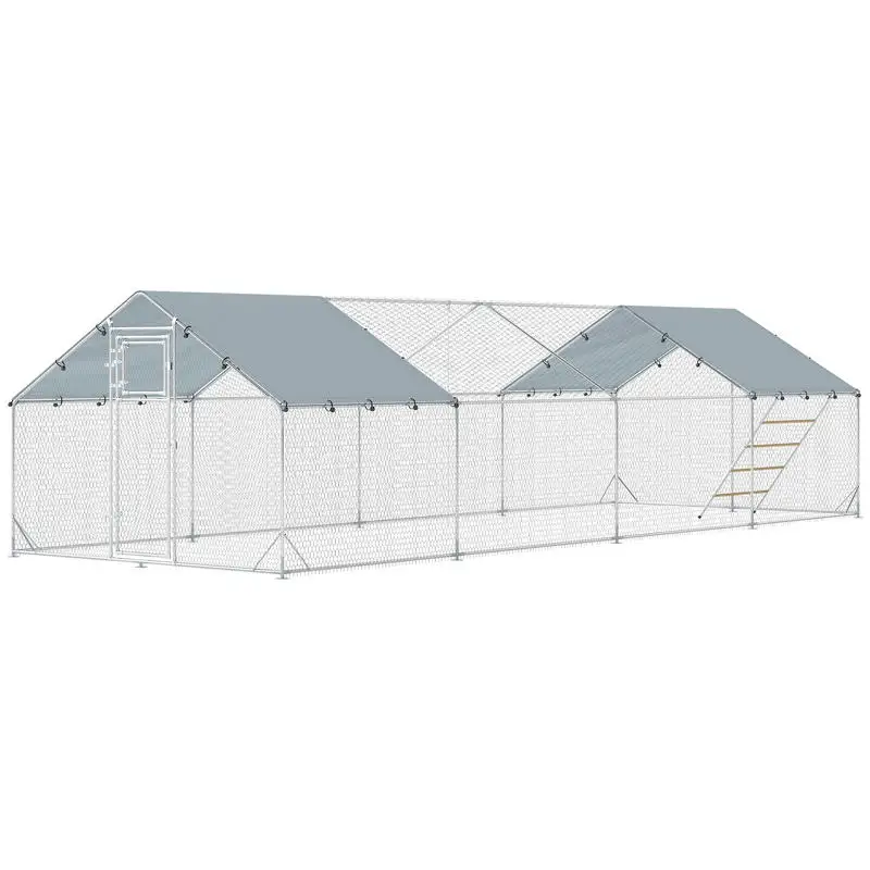 PawHut Metal Chicken Coop, 26' x 10' x 6.4' Large Chicken Run with Feeding Door, Waterproof Cover, Hanging Feeder, Perch
PawHut Metal Chicken Coop, 26' x 10' x 6.4' Large Chicken Run with Feeding Door, Waterproof Cover, Hanging Feeder, Perch