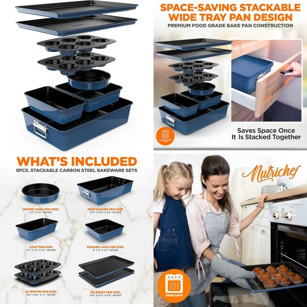 Набор штабелируемых форм для выпечки nutrichef из 8 предметов с антипригарным покрытием — набор противней для выпечки pfoa, pfos, ptfe без покрытия с антипригарным покрытием, 450 ° f Сейф для духовки,
Набор штабелируемых форм для выпечки nutrichef из 8 предметов с антипригарным покрытием — набор противней для выпечки pfoa, pfos, ptfe без покрытия с антипригарным покрытием, 450 ° f Сейф для духовки,