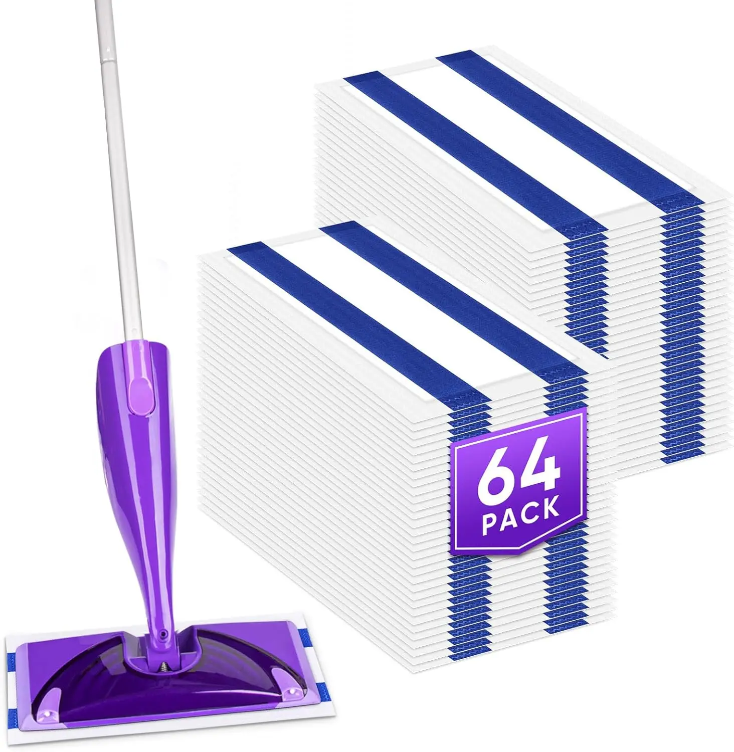 Disposable Mop Pad Refills for Swiffer Wet Jet, 4-Layer Thickened Super Absorbent, 64 Count
Disposable Mop Pad Refills for Swiffer Wet Jet, 4-Layer Thickened Super Absorbent, 64 Count