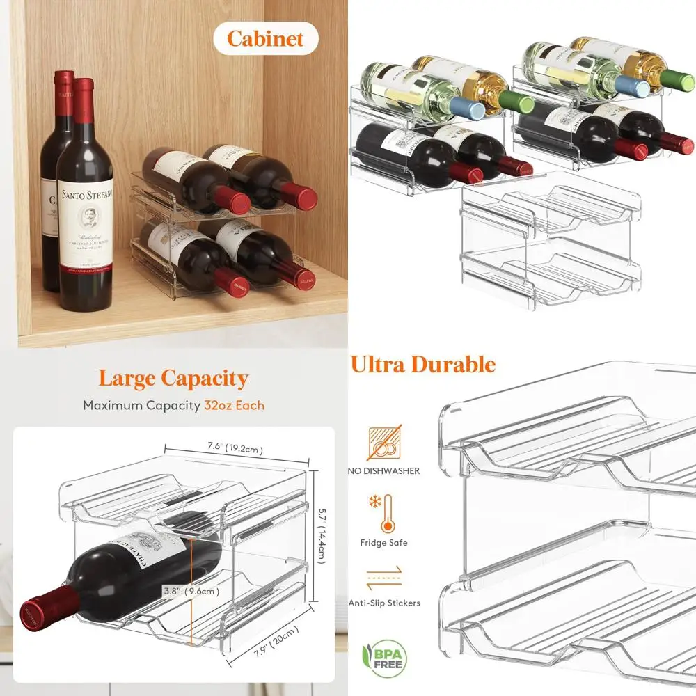 Stackable Plastic Wine Rack - Holds 12 Bottles, Ideal for Fridge, Cabinet or Countertop Storage
Stackable Plastic Wine Rack - Holds 12 Bottles, Ideal for Fridge, Cabinet or Countertop Storage