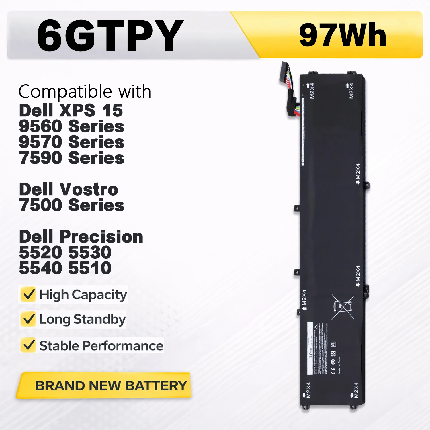PowerHub 6GTPY Laptop Battery For DELL XPS 15 9570 9560 7590 For DELL Precision 5520 5530 Series Notebook H5H20 11.4V 97WH
PowerHub 6GTPY Laptop Battery For DELL XPS 15 9570 9560 7590 For DELL Precision 5520 5530 Series Notebook H5H20 11.4V 97WH