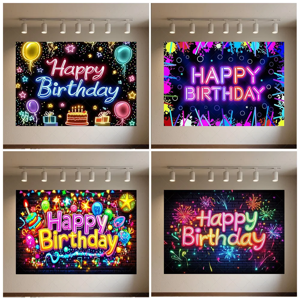 Glitter Happy Birthday Background Banner Glow Neon Dance Carnival Party Decorations Colourful Backdrop Supplies Photography Prop
Glitter Happy Birthday Background Banner Glow Neon Dance Carnival Party Decorations Colourful Backdrop Supplies Photography Prop