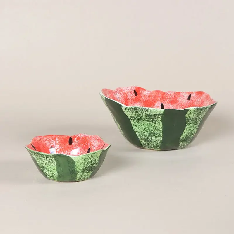 1PC Hand Painted Watermelon Bowl Ceramic Irregular Tableware Cute Children's Breakfast Bowl Underglaze Colored Fruit Plate
1PC Hand Painted Watermelon Bowl Ceramic Irregular Tableware Cute Children's Breakfast Bowl Underglaze Colored Fruit Plate