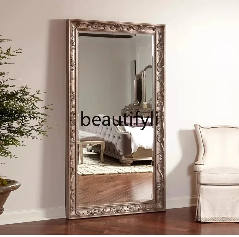 French retro full body mirror solid wood carving flower full-length mirror wall-mounted floor mirror B03
French retro full body mirror solid wood carving flower full-length mirror wall-mounted floor mirror B03