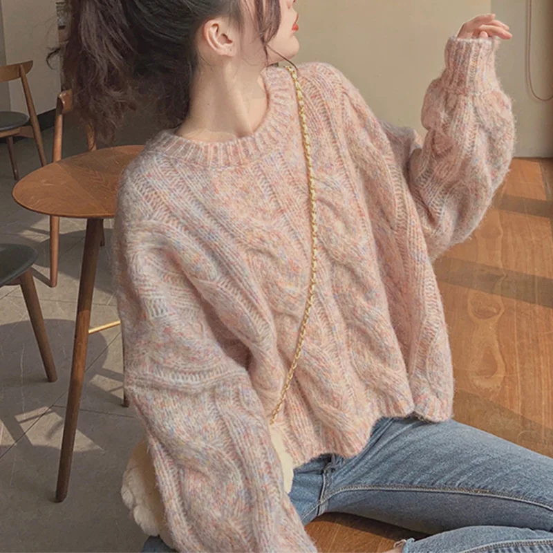 Soft Cozy Knitted Sweater Women's Loose Lazy Sle Overhead Pink Knitted Sweater Fem Autumn Winter New Arrival Trendy Kore...
Soft Cozy Knitted Sweater Women's Loose Lazy Sle Overhead Pink Knitted Sweater Fem Autumn Winter New Arrival Trendy Kore...