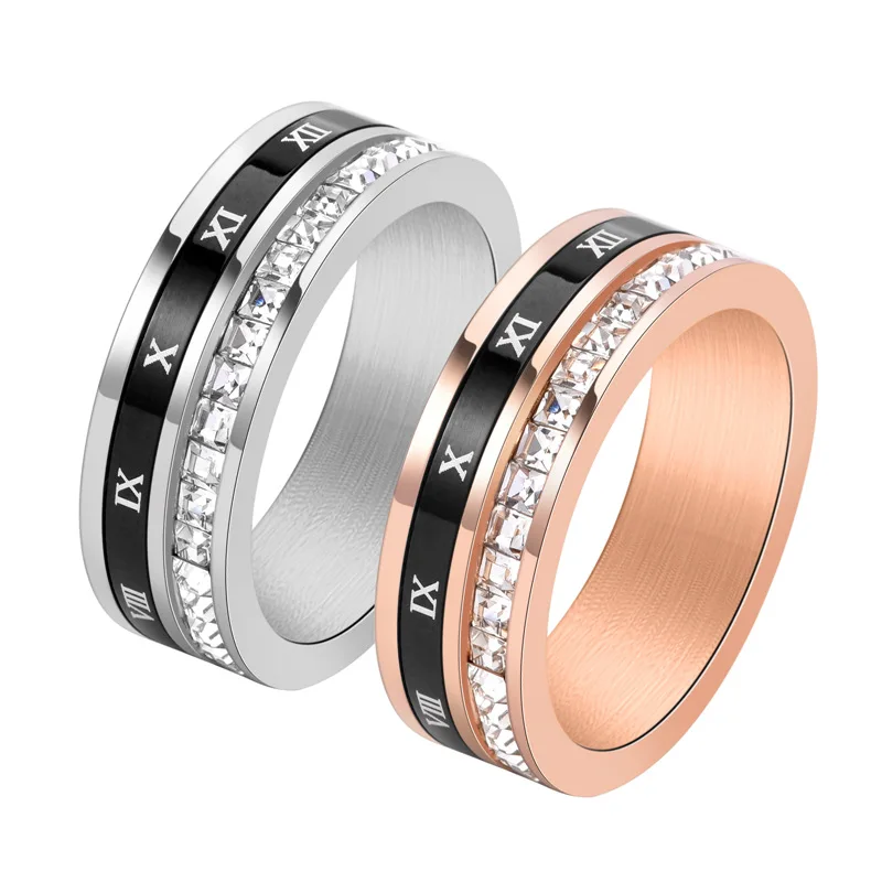 Roman Numerals Zircon Spin Stainless Steel Men Women Couple Engagement Wedding Rings for Girl Ladies Luxury Jewelry Wholesale
Roman Numerals Zircon Spin Stainless Steel Men Women Couple Engagement Wedding Rings for Girl Ladies Luxury Jewelry Wholesale