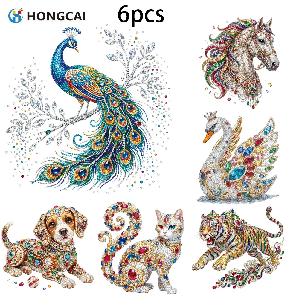 6Pcs Gemstone Peacock & Dog Heat Transfers, Artistic Animal Stickers for Clothing Fabric Decor, Ready to Press DIY Transfers
6Pcs Gemstone Peacock & Dog Heat Transfers, Artistic Animal Stickers for Clothing Fabric Decor, Ready to Press DIY Transfers