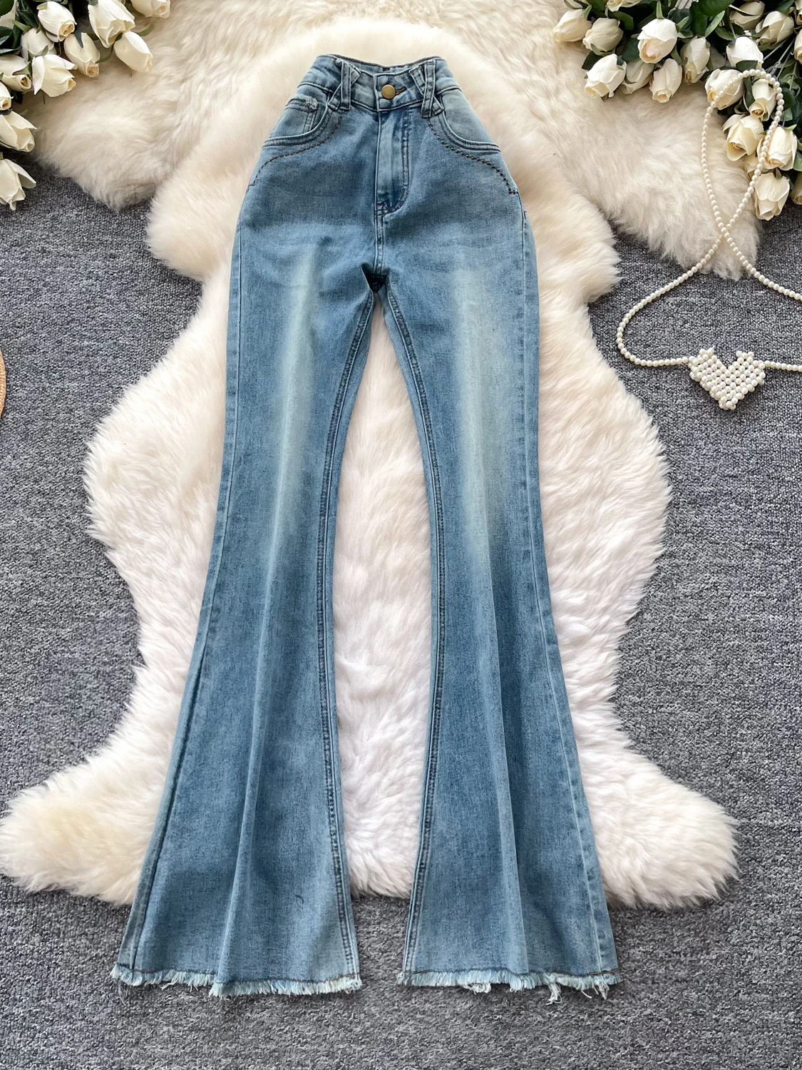 Retro American High Waist Faded Denim Micro Flared Pants Women's Summer Slimming Versatile Elastic Long Trousers 2026 Spring
Retro American High Waist Faded Denim Micro Flared Pants Women's Summer Slimming Versatile Elastic Long Trousers 2026 Spring