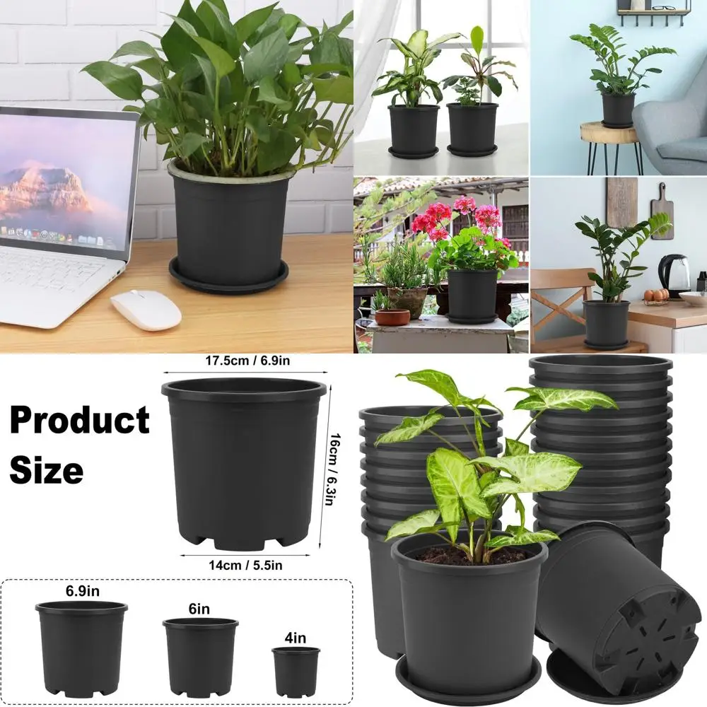 24-Pack 7 Black Nursery Pots with 1.5 Gallon Capacity and Matching Trays
24-Pack 7 Black Nursery Pots with 1.5 Gallon Capacity and Matching Trays