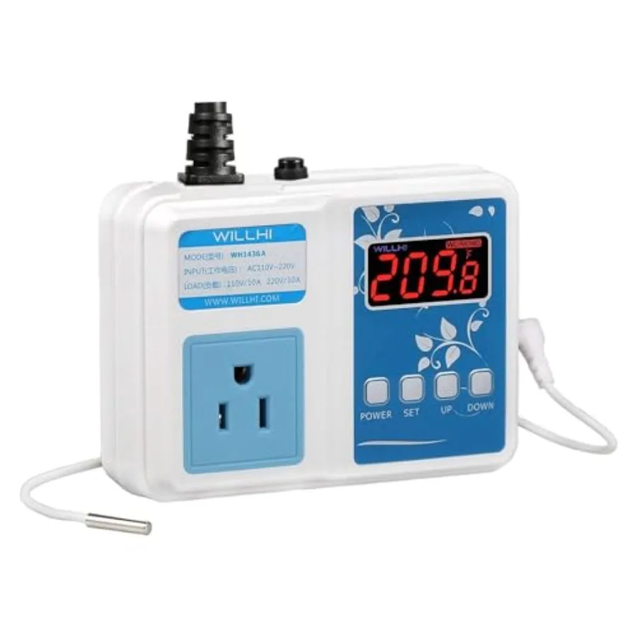 WH1436A 10A Temperature Controller 110V Digital Thermostat Switch Sous Vide Controller NTC 10K Sensor Impd Version
WH1436A 10A Temperature Controller 110V Digital Thermostat Switch Sous Vide Controller NTC 10K Sensor Impd Version