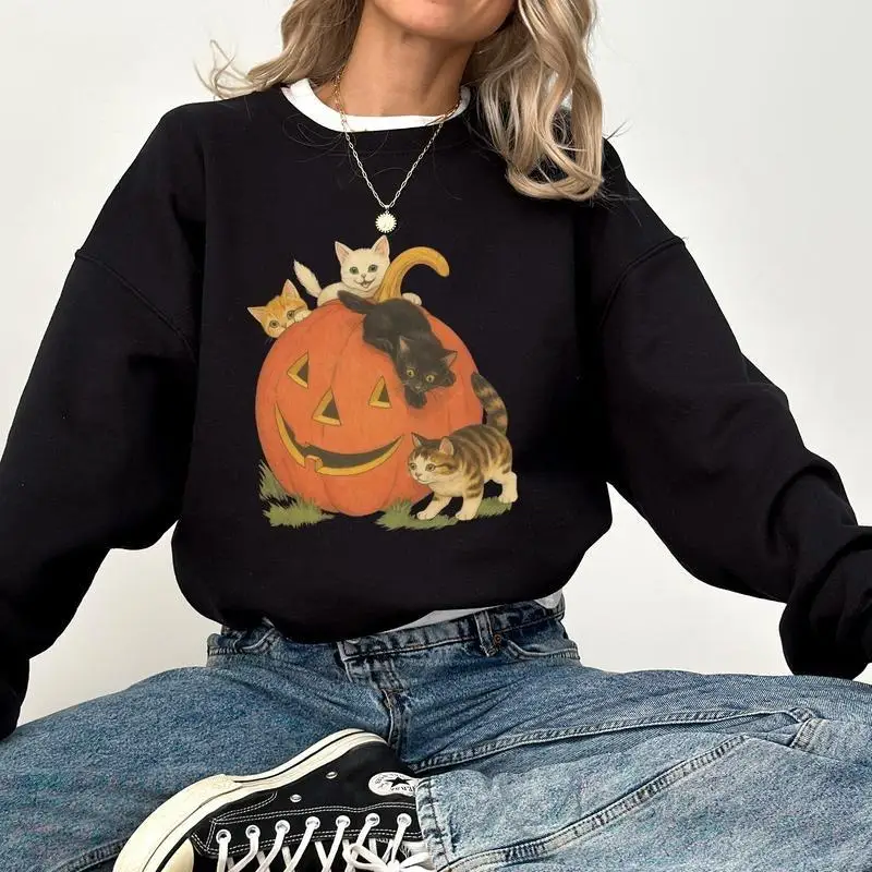 "Halloween Cat Sweatshirt. Women Men Cute Kitten Pumpkin Graphic Jumper. Funny Spooky Pet Pullover. Autumn Holiday Gift."
"Halloween Cat Sweatshirt. Women Men Cute Kitten Pumpkin Graphic Jumper. Funny Spooky Pet Pullover. Autumn Holiday Gift."
