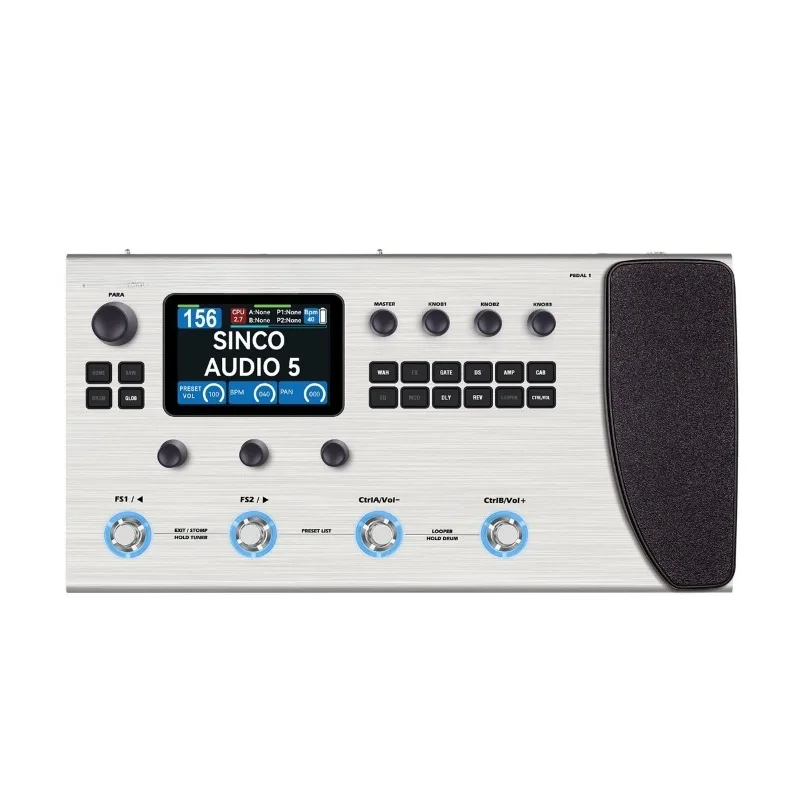 Guitar bass integrated effect device with drum machine volume pedal multi-function
Guitar bass integrated effect device with drum machine volume pedal multi-function