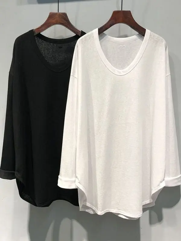 plus Size Women's Casual Loose T-Shirt Autumn Fashion Lazy Style Long Sleeve U-Neckline plus Size Top Arc Bottom Hem Shirt
plus Size Women's Casual Loose T-Shirt Autumn Fashion Lazy Style Long Sleeve U-Neckline plus Size Top Arc Bottom Hem Shirt