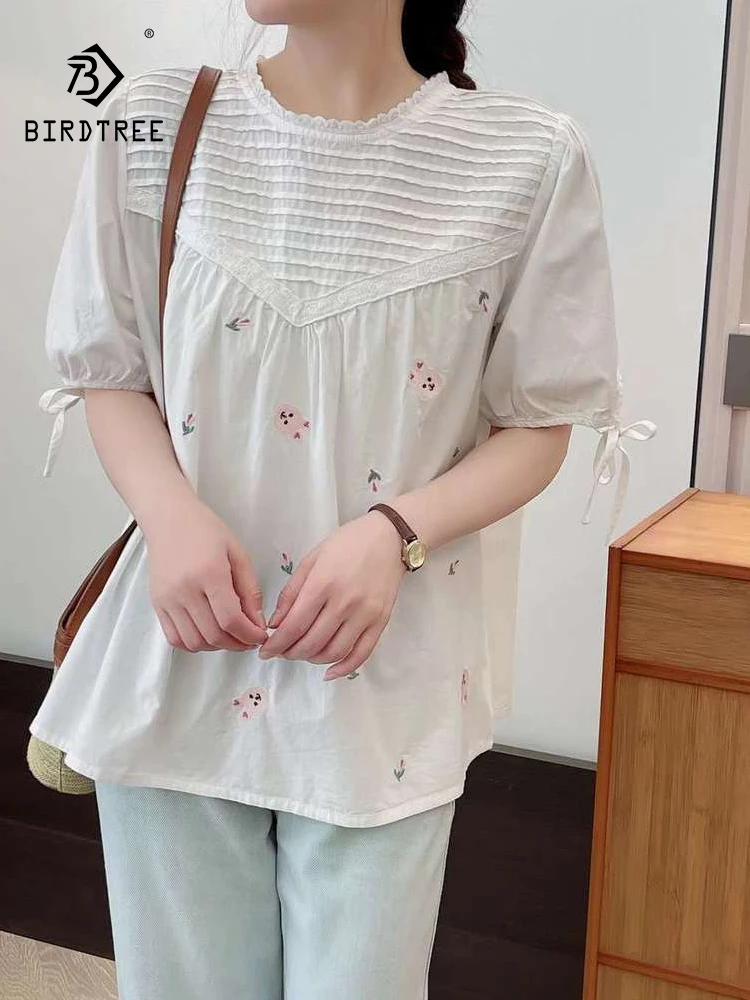 New 2025 Summer Cotton Half Sleeve Shirt, Women O Neck Embroidery Ruffles, Mori Girl French Retro Commute Loose Blouse T57218CC
New 2025 Summer Cotton Half Sleeve Shirt, Women O Neck Embroidery Ruffles, Mori Girl French Retro Commute Loose Blouse T57218CC