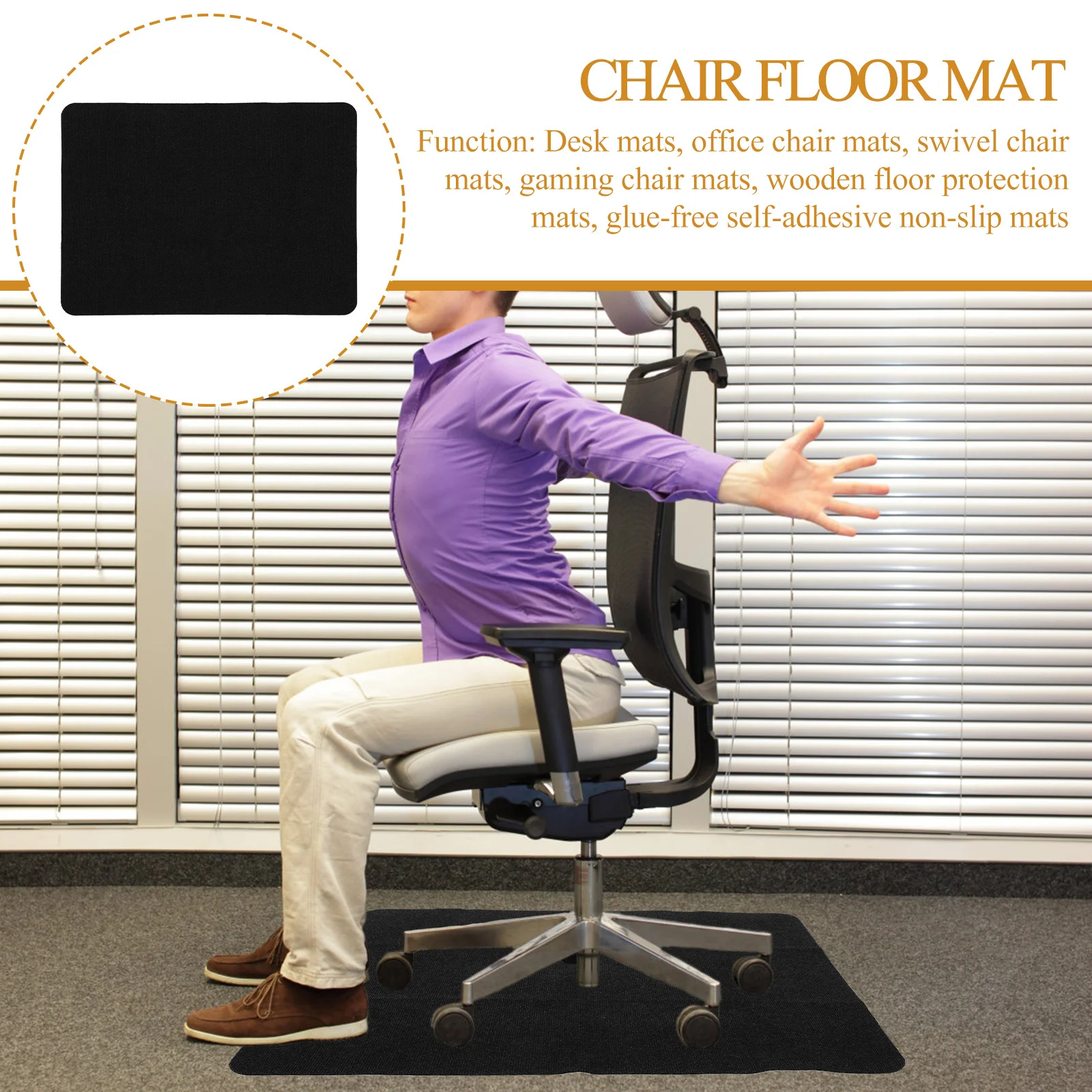 Polyester Chair Floor Mat Non-Slip Office Floor Protector Noise-Reducing Cuttable Mat for Computer Desk Gaming Rolling Chair
Polyester Chair Floor Mat Non-Slip Office Floor Protector Noise-Reducing Cuttable Mat for Computer Desk Gaming Rolling Chair