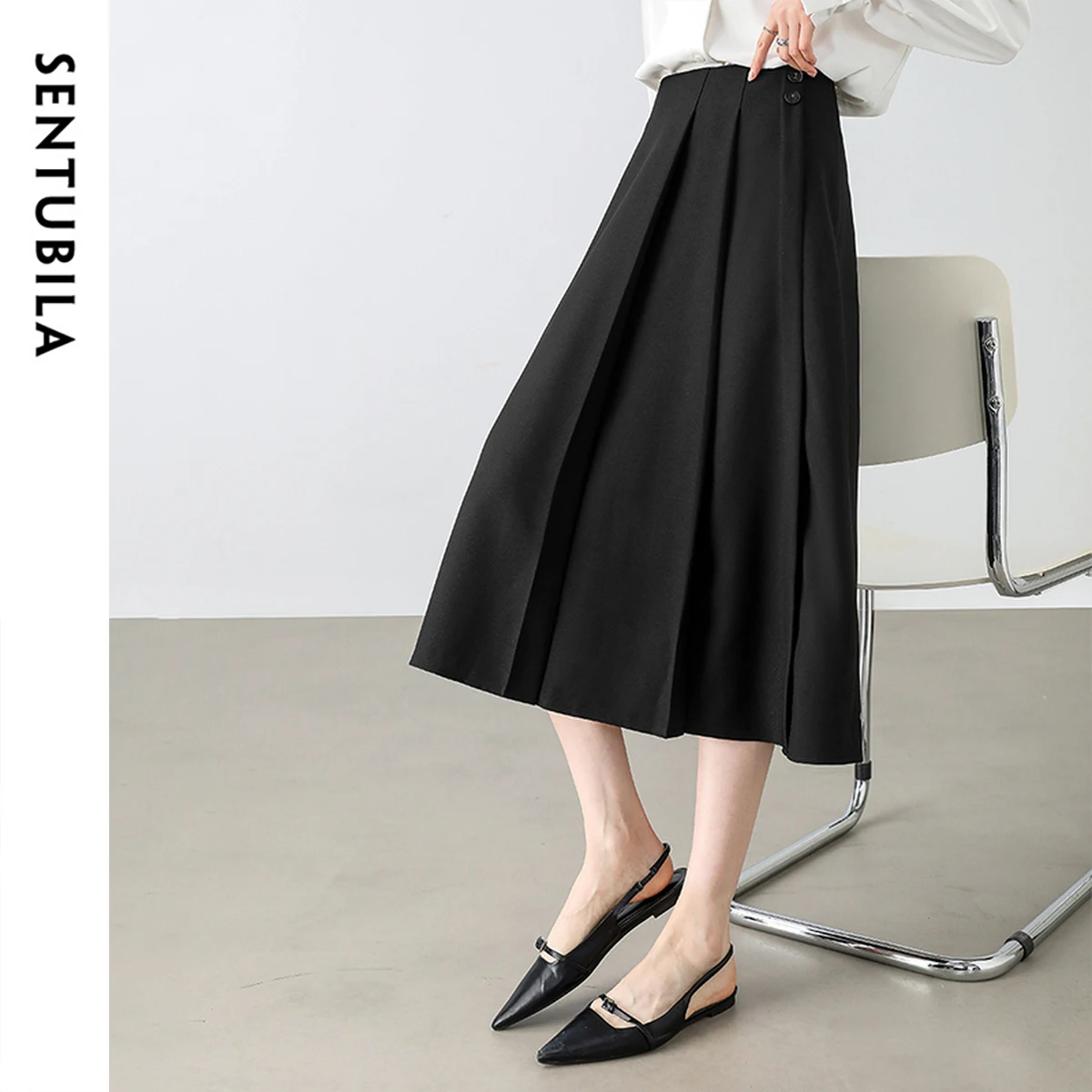 SENTUBILA A-Line Pleated Skirt Women 2025 Spring New Retro Commuting Mid Length Umbrella Skirt Black Half Skirt Gift 151Q58682
SENTUBILA A-Line Pleated Skirt Women 2025 Spring New Retro Commuting Mid Length Umbrella Skirt Black Half Skirt Gift 151Q58682