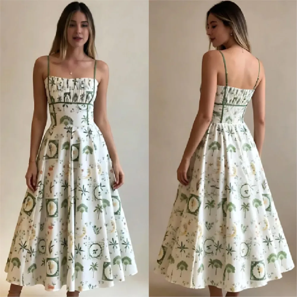 Women Summer Casual Off Shoulder High Waist Bohemian Dress Fashion Sleeveless Pleated Long Dresses Printed Camisole Beach Dress
Women Summer Casual Off Shoulder High Waist Bohemian Dress Fashion Sleeveless Pleated Long Dresses Printed Camisole Beach Dress