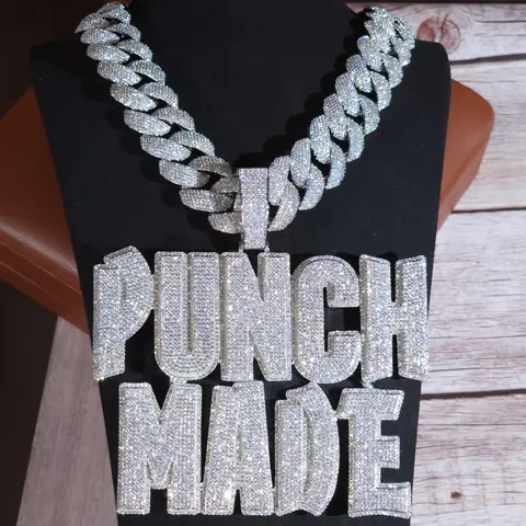 ICEC Custom Hiphop Name Pendant Iced Out CZ Stones 22mm Cuban Chain Street Fashion Style Luxury Charm Thick Link