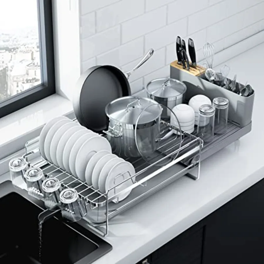 Large Dish Drying Rack - Extendable Dish Rack Multifunctional Dish Rack for Kitchen Counter Anti-Rust Dish Drainers with Cutler
Large Dish Drying Rack - Extendable Dish Rack Multifunctional Dish Rack for Kitchen Counter Anti-Rust Dish Drainers with Cutler