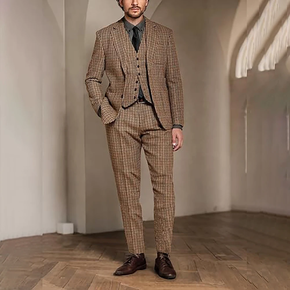 Classic Houndstooth Men's Suits Luxury Single Breasted Notch Lapel 3 Piece Jacket Pants Vest Customzied Male Clothing Terno
Classic Houndstooth Men's Suits Luxury Single Breasted Notch Lapel 3 Piece Jacket Pants Vest Customzied Male Clothing Terno