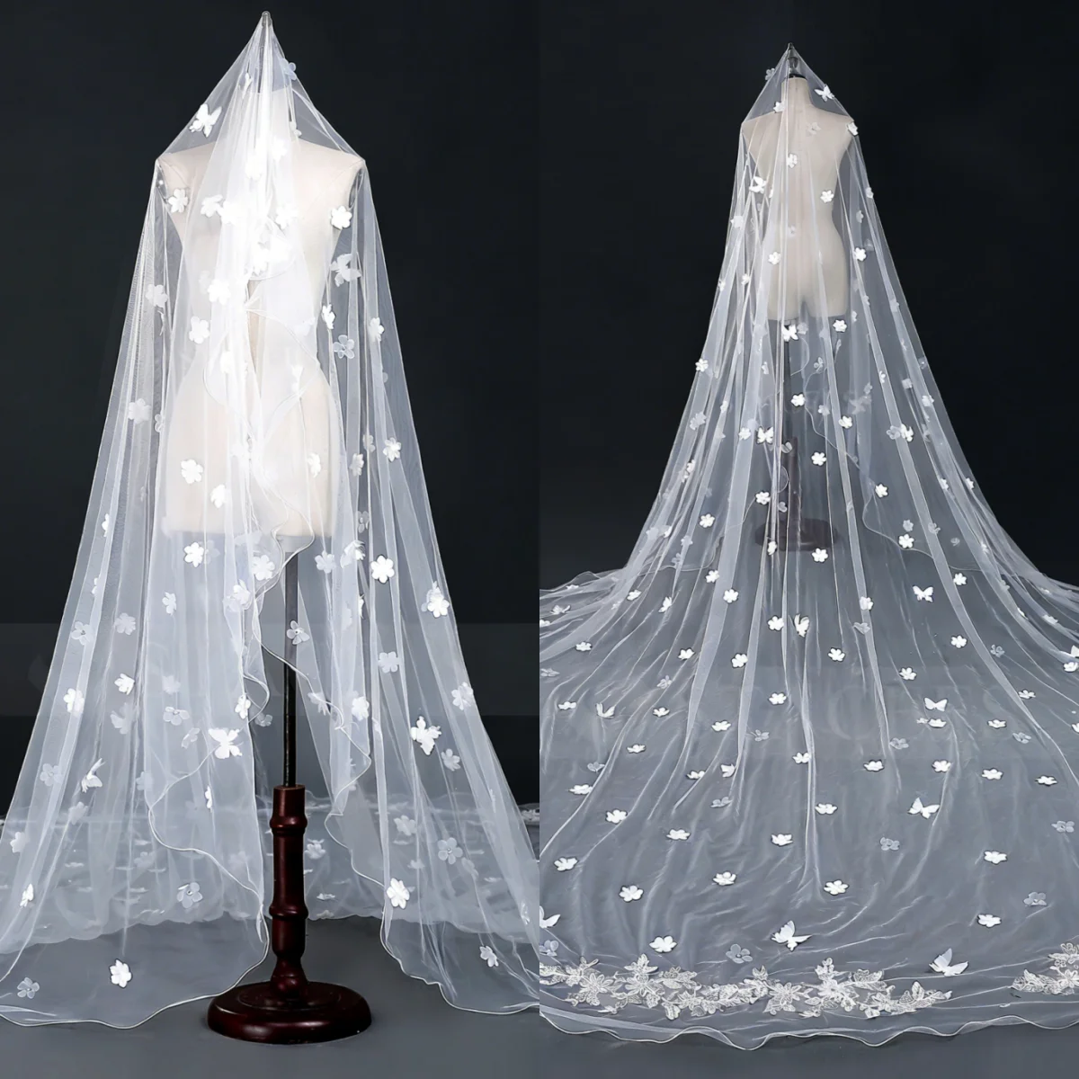 Graceful 3D Flowers Wedding Veils One Layer 3M Cathedral Length Bridal Veils Soft Tulle Customized Velo De Novia
Graceful 3D Flowers Wedding Veils One Layer 3M Cathedral Length Bridal Veils Soft Tulle Customized Velo De Novia