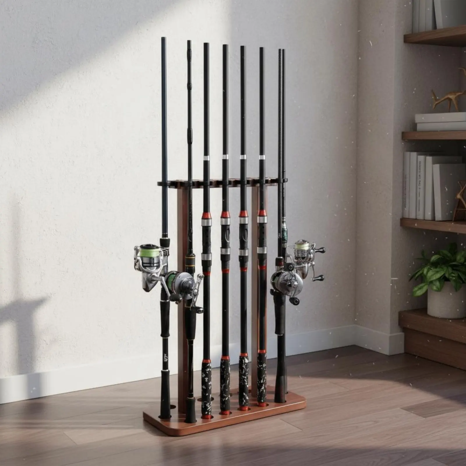 Wooden Fishing Rod Rack Solid Wood Freestanding Fishing Rod Rack Gear Storage Tool-Unattached Assembly for Anglers
Wooden Fishing Rod Rack Solid Wood Freestanding Fishing Rod Rack Gear Storage Tool-Unattached Assembly for Anglers