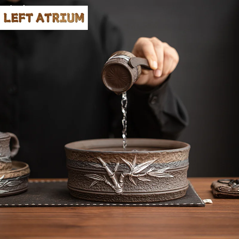 Zen Kiln Change Gold-Plated Tea Bowl Accessories Household Coarse Pottery Tea Residue Jar Water Bowl Tea Wash Bowl
Zen Kiln Change Gold-Plated Tea Bowl Accessories Household Coarse Pottery Tea Residue Jar Water Bowl Tea Wash Bowl