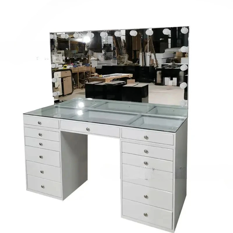Foreign beauty salon dresser with LED lamp stand single-sided wooden barber shop
Foreign beauty salon dresser with LED lamp stand single-sided wooden barber shop