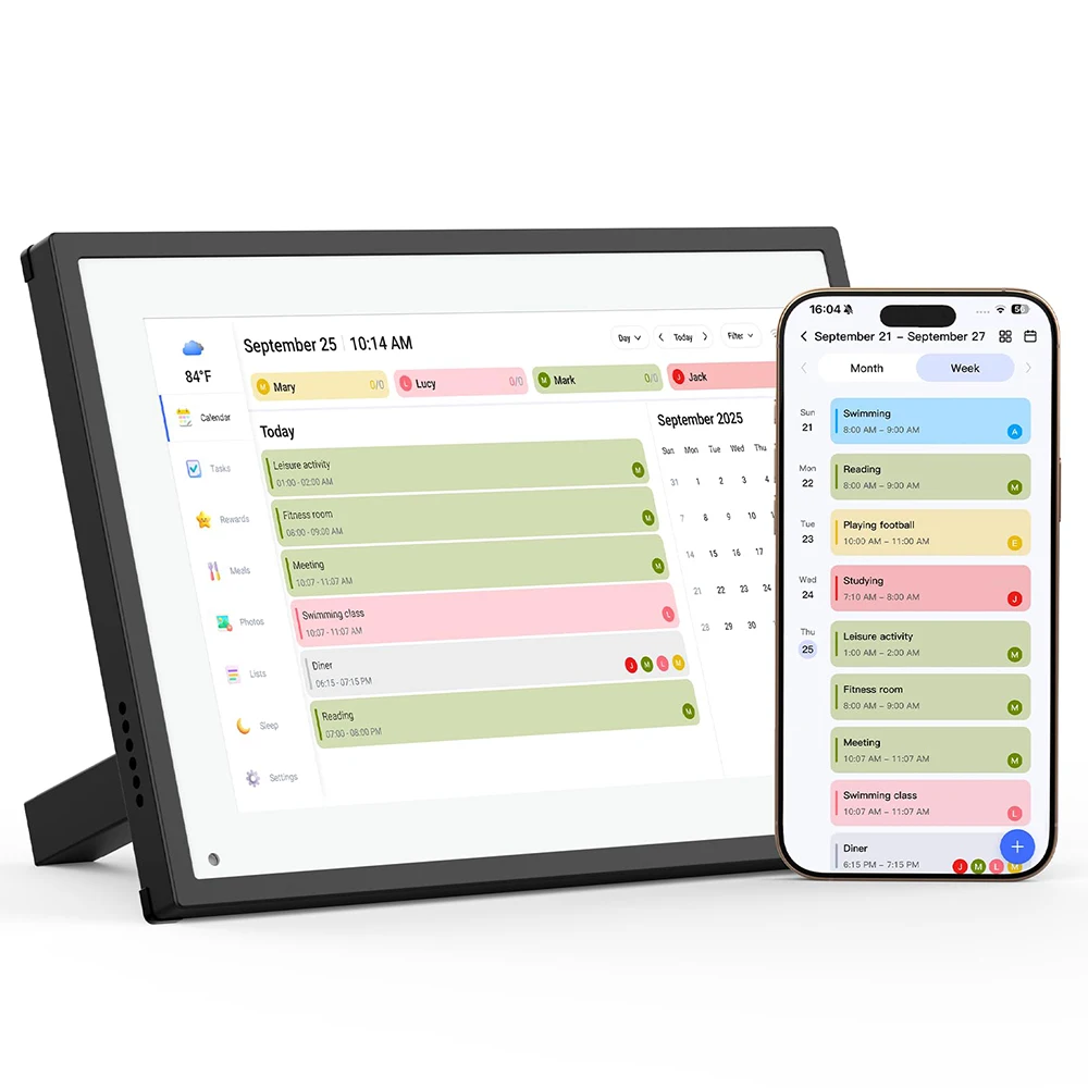 10,1-дюймовый цифровой календарь, семейный график, планирование, интерактивный сенсорный экран, умный ежедневный еженедельный ежемесячный планировщик, общий альбом
10,1-дюймовый цифровой календарь, семейный график, планирование, интерактивный сенсорный экран, умный ежедневный еженедельный ежемесячный планировщик, общий альбом