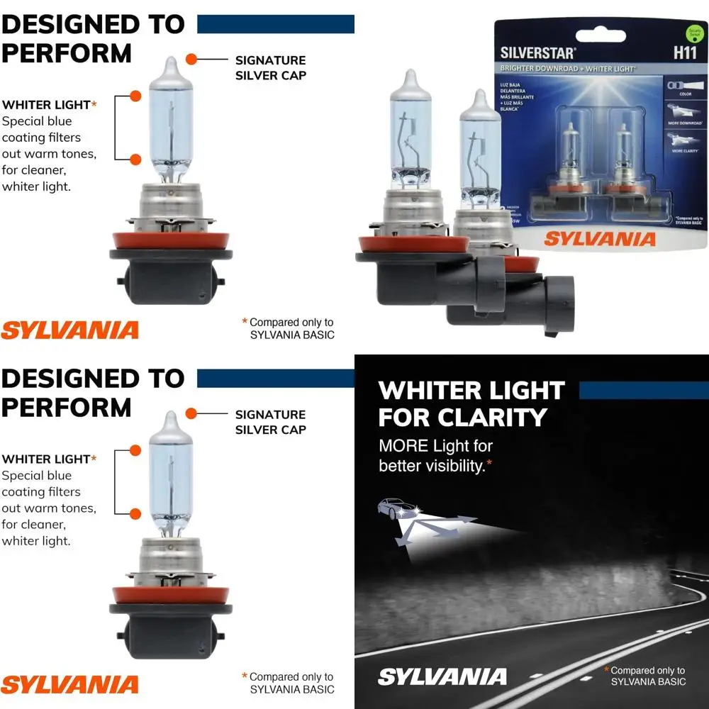 - H11 SilverStar - High Performance Halogen Headlight Bulb, High Beam, Low Beam and Fog Replacement Bulb, Brighter Downroad with
- H11 SilverStar - High Performance Halogen Headlight Bulb, High Beam, Low Beam and Fog Replacement Bulb, Brighter Downroad with