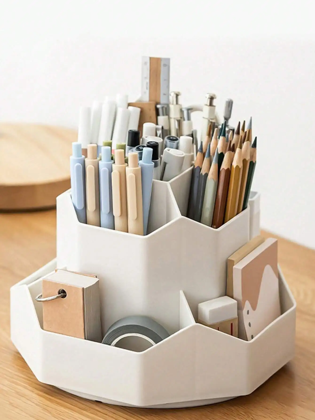 1pc Multi-Layer Rotating Pen Holder And Makeup Brush Organizer, Suitable For Office Desk And Office, Large Capacity Desktop Cos
1pc Multi-Layer Rotating Pen Holder And Makeup Brush Organizer, Suitable For Office Desk And Office, Large Capacity Desktop Cos