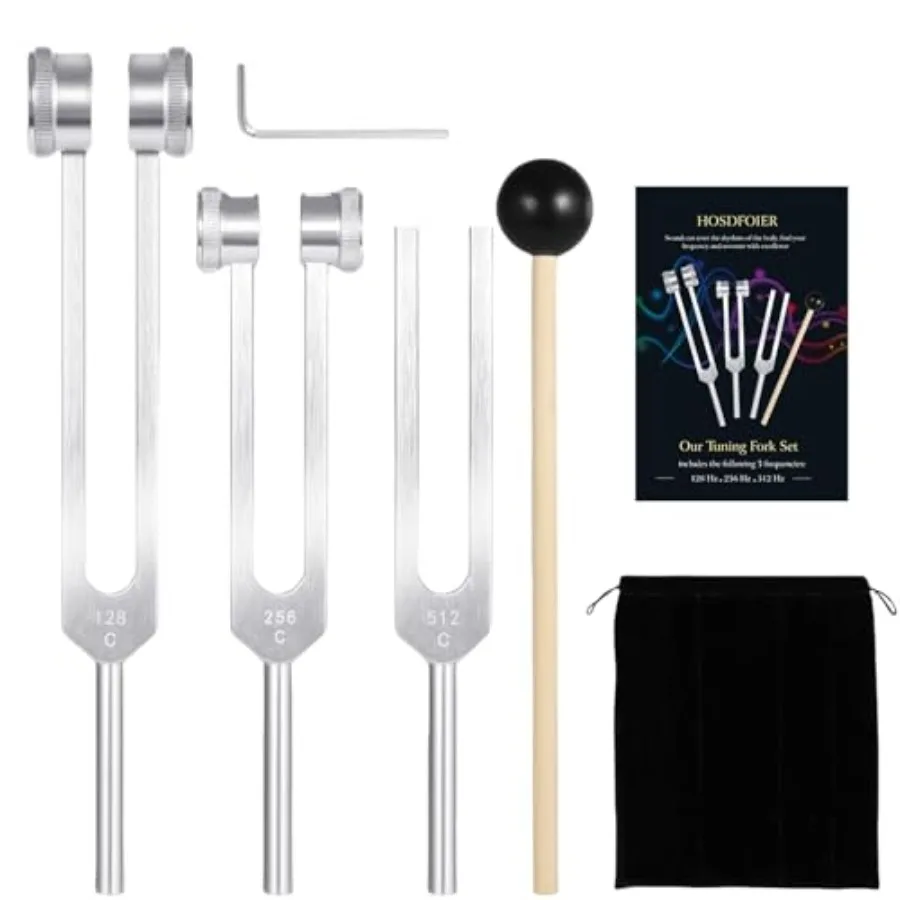 Tuning Forks for Healing Set 128Hz, 256Hz, 512Hz,Weighted Tuning Fork for Sound Therapy/Meditation/Yoga and Chakra with Mallet,
Tuning Forks for Healing Set 128Hz, 256Hz, 512Hz,Weighted Tuning Fork for Sound Therapy/Meditation/Yoga and Chakra with Mallet,