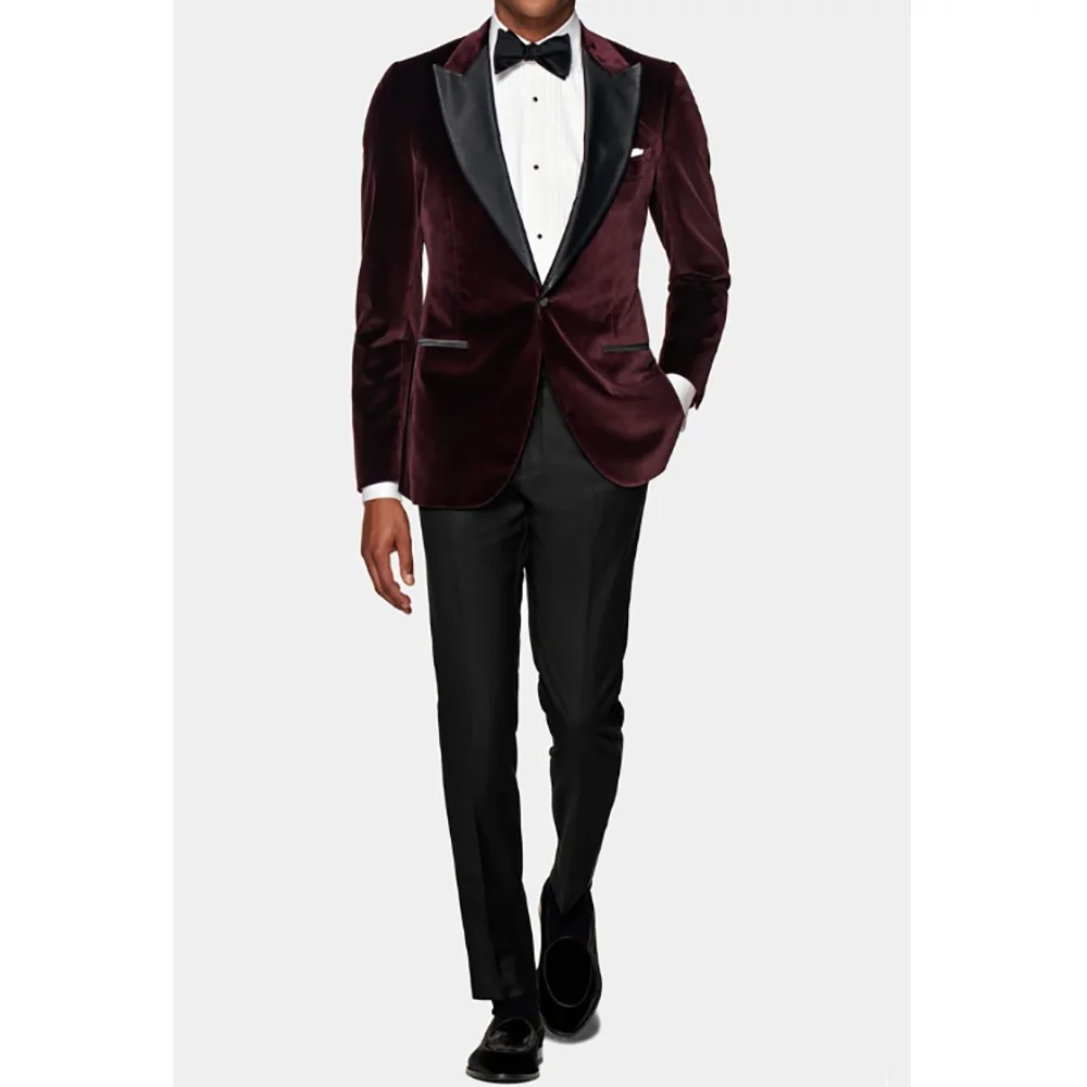 Burgundy Velvet Men's Suit Set 2 Piecs Blazer Pants Wedding Groom Tuxedo Dinner Party Prom Male Suit
Burgundy Velvet Men's Suit Set 2 Piecs Blazer Pants Wedding Groom Tuxedo Dinner Party Prom Male Suit
