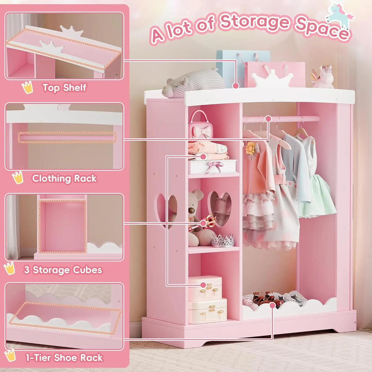 Kids Armoire with Jewelry Cabinet,Dress up Storage with Mirror and Shelves,Costume Organizer for Bedroom, Kids Room Girls (Pink)
Kids Armoire with Jewelry Cabinet,Dress up Storage with Mirror and Shelves,Costume Organizer for Bedroom, Kids Room Girls (Pink)