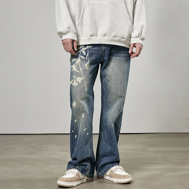 9401 The new American high street brand printed wide-leg jeans men's loose straight-leg trendy personality ruffian trousers
9401 The new American high street brand printed wide-leg jeans men's loose straight-leg trendy personality ruffian trousers