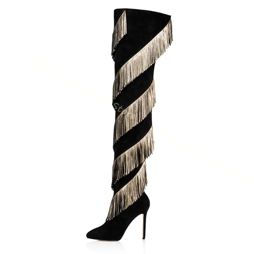 Black Tassel Style Flock Boots Stiletto High Heels Pointed Toe Back Zipper Women Winter Big Size Shoes 2023 Zapatos Para Mujere
Black Tassel Style Flock Boots Stiletto High Heels Pointed Toe Back Zipper Women Winter Big Size Shoes 2023 Zapatos Para Mujere