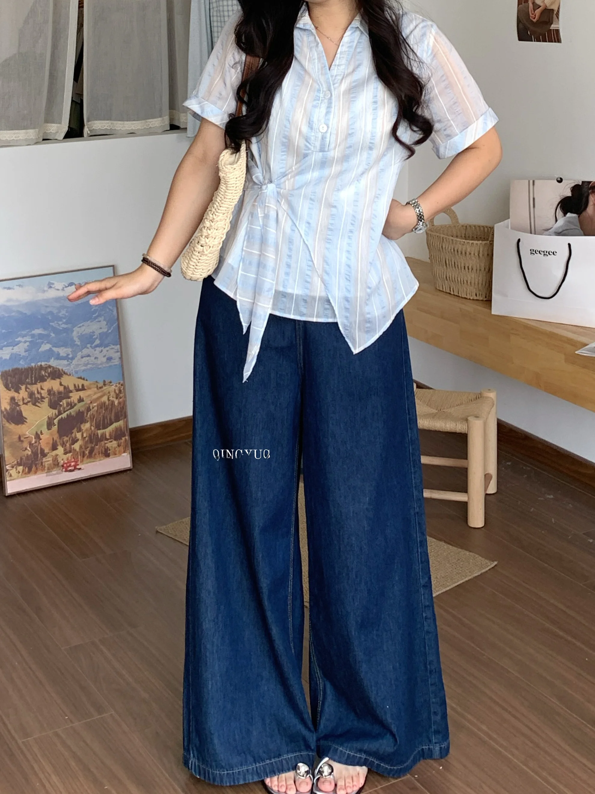 Blue High Waist Wide Leg Jeans Women's plus Size Summer Casual Cotton Denim Pants Vintage Loose Fit Floor Length Trousers
Blue High Waist Wide Leg Jeans Women's plus Size Summer Casual Cotton Denim Pants Vintage Loose Fit Floor Length Trousers