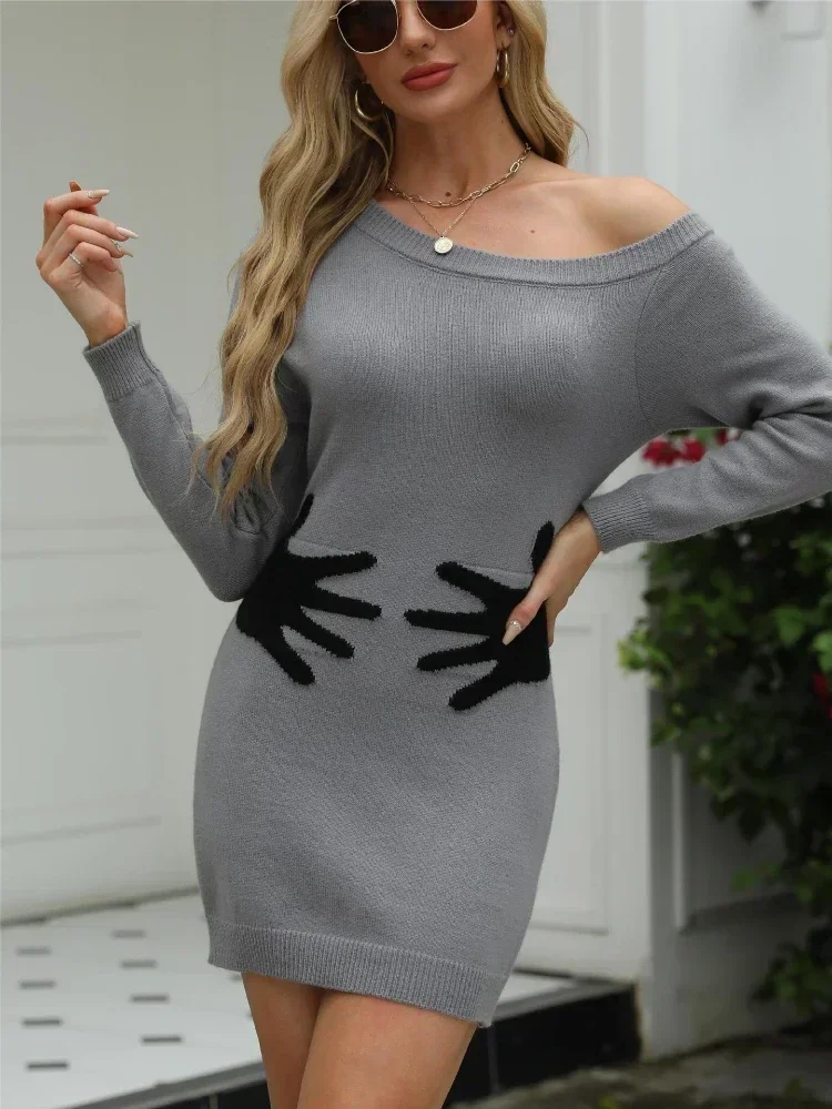 Women's Casual Knitted Dress Autumn and Winter Slanted Shoulder Palm Medium and Long Hip-wrapped Knitt Female Elegant Dresses
Women's Casual Knitted Dress Autumn and Winter Slanted Shoulder Palm Medium and Long Hip-wrapped Knitt Female Elegant Dresses