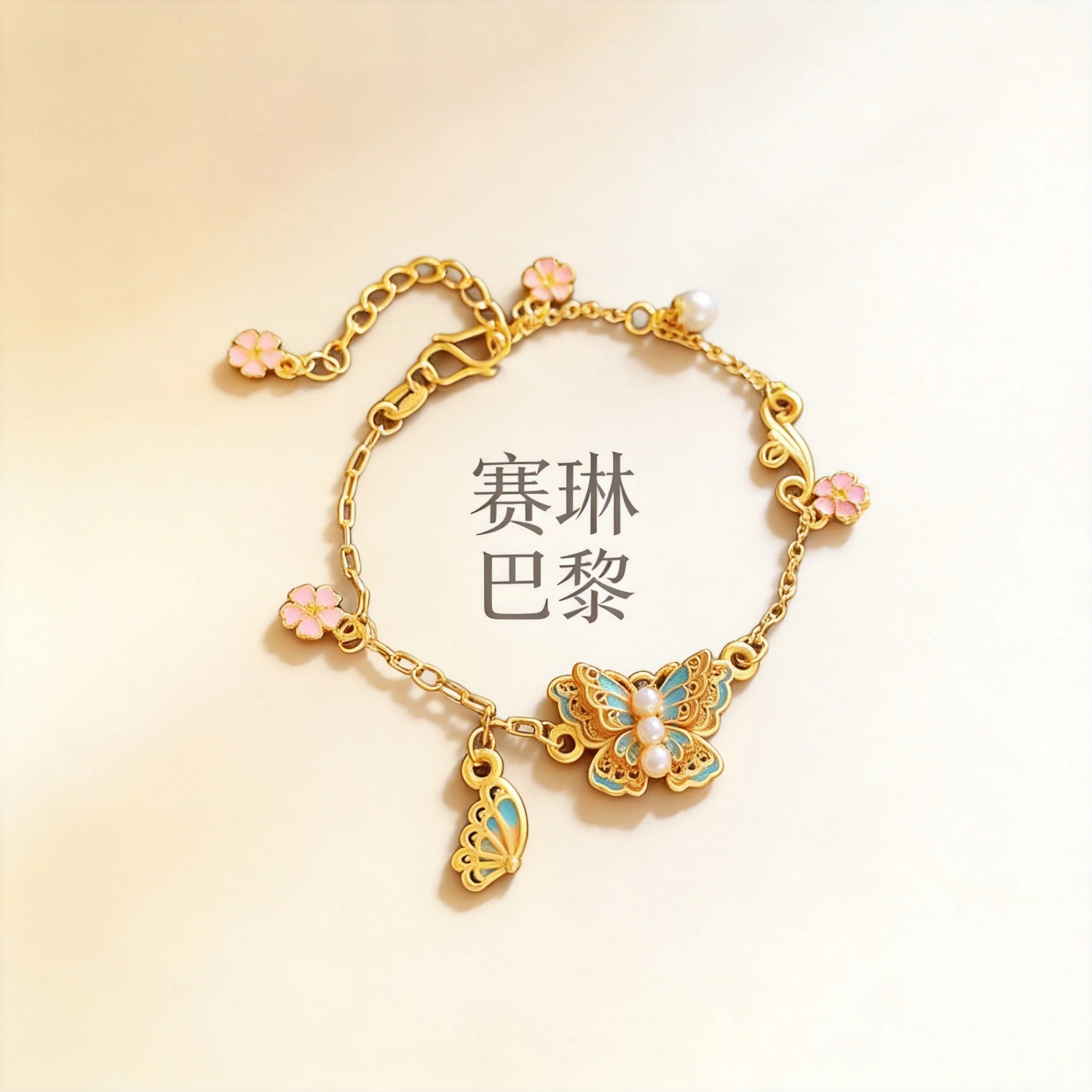 Chinese Style 24k Real Gold Plated Auspicious Lucky Blessing Filigree Butterfly Enamel Flower Faux Pearl Bracelet Elegant Fashio
Chinese Style 24k Real Gold Plated Auspicious Lucky Blessing Filigree Butterfly Enamel Flower Faux Pearl Bracelet Elegant Fashio