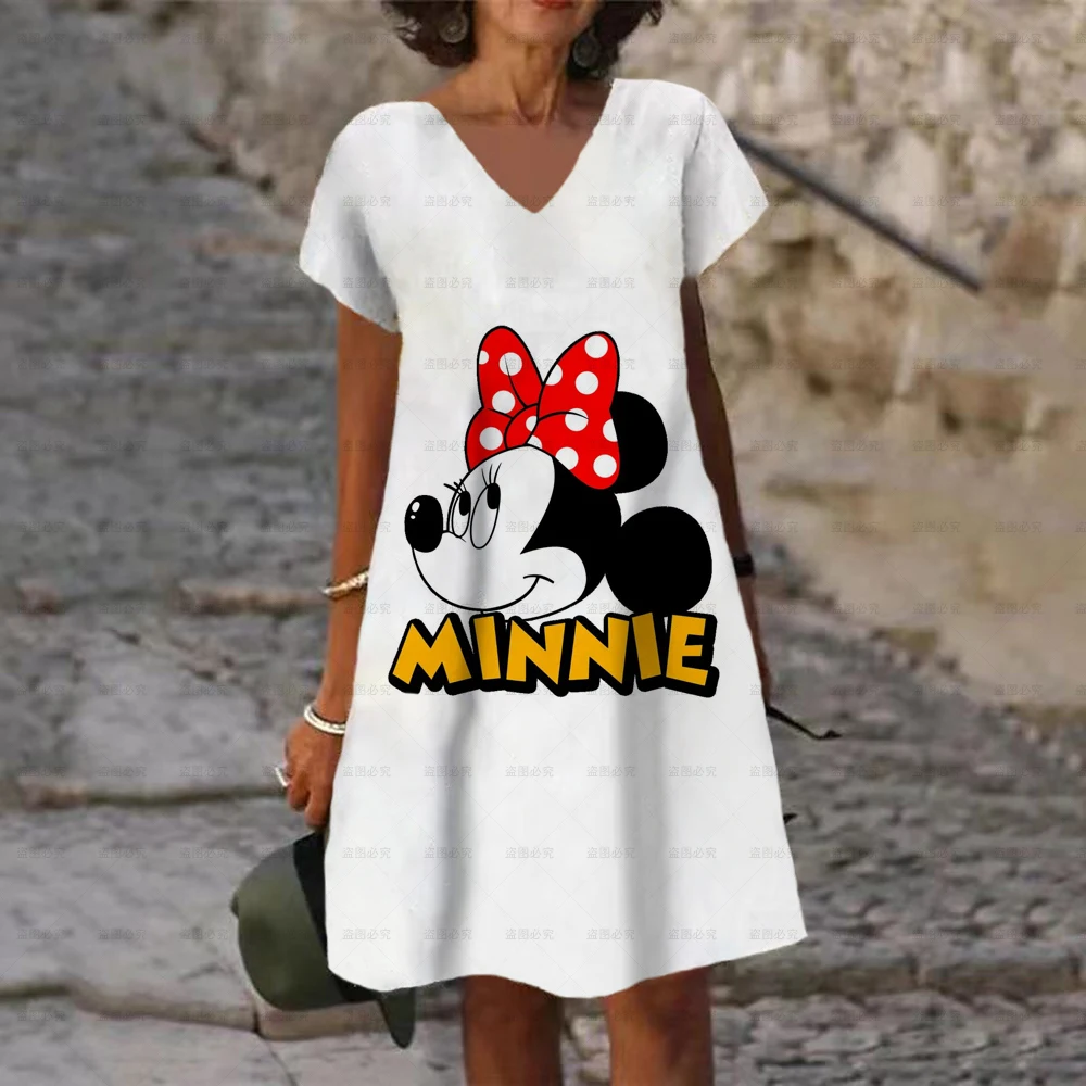 Disney Mickey Mouse Women's Dress V-neck Women's Shirt Korean Dress Women's Elegant Luxury Mickey Casual Dress Short Skirt Y2K
Disney Mickey Mouse Women's Dress V-neck Women's Shirt Korean Dress Women's Elegant Luxury Mickey Casual Dress Short Skirt Y2K